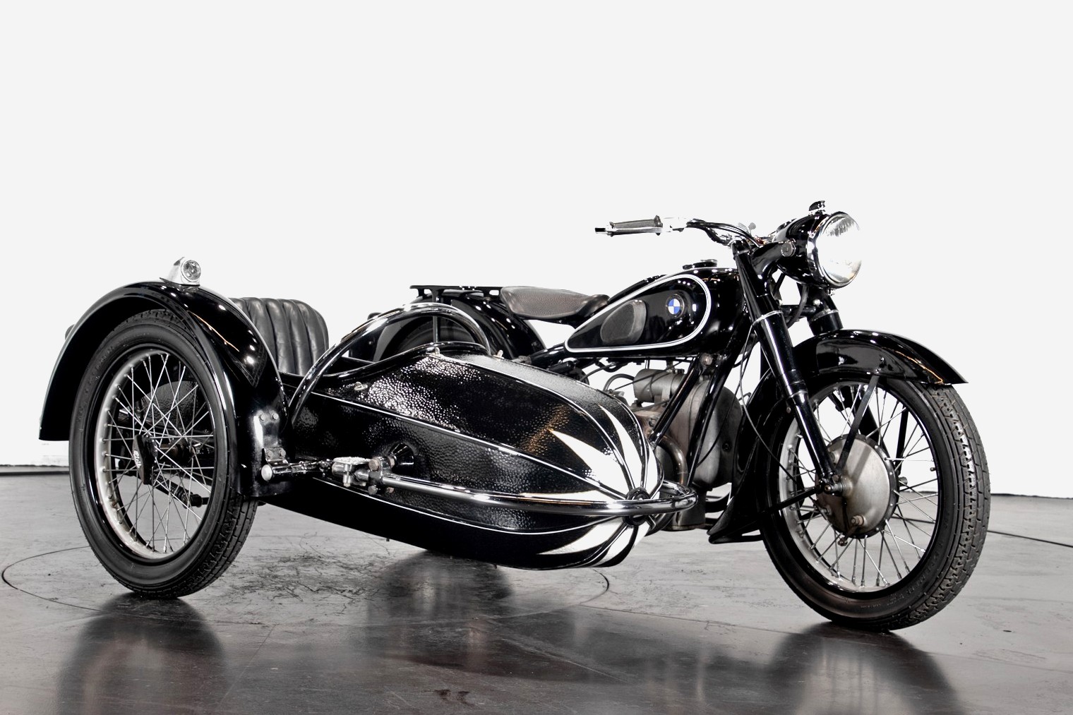 Vintage (used) motorcycles' values: BMW sidecar, approx. $30,845 for sale