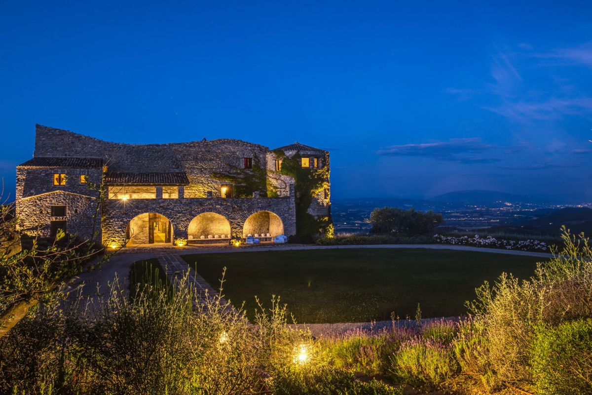 Modern castle houses: Elegantly restored castle near Perugia, Italy (price on request).
