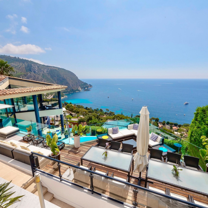 Best places to live in French Riviera: seafront villa in Eze not far from Nice with one of the best views in French Riviera, overlooking Monaco and not far from one of the best beaches in French Riviera, and best authentic medieval villages and towns in French Riviera, and some of the best places to stay in French Riviera