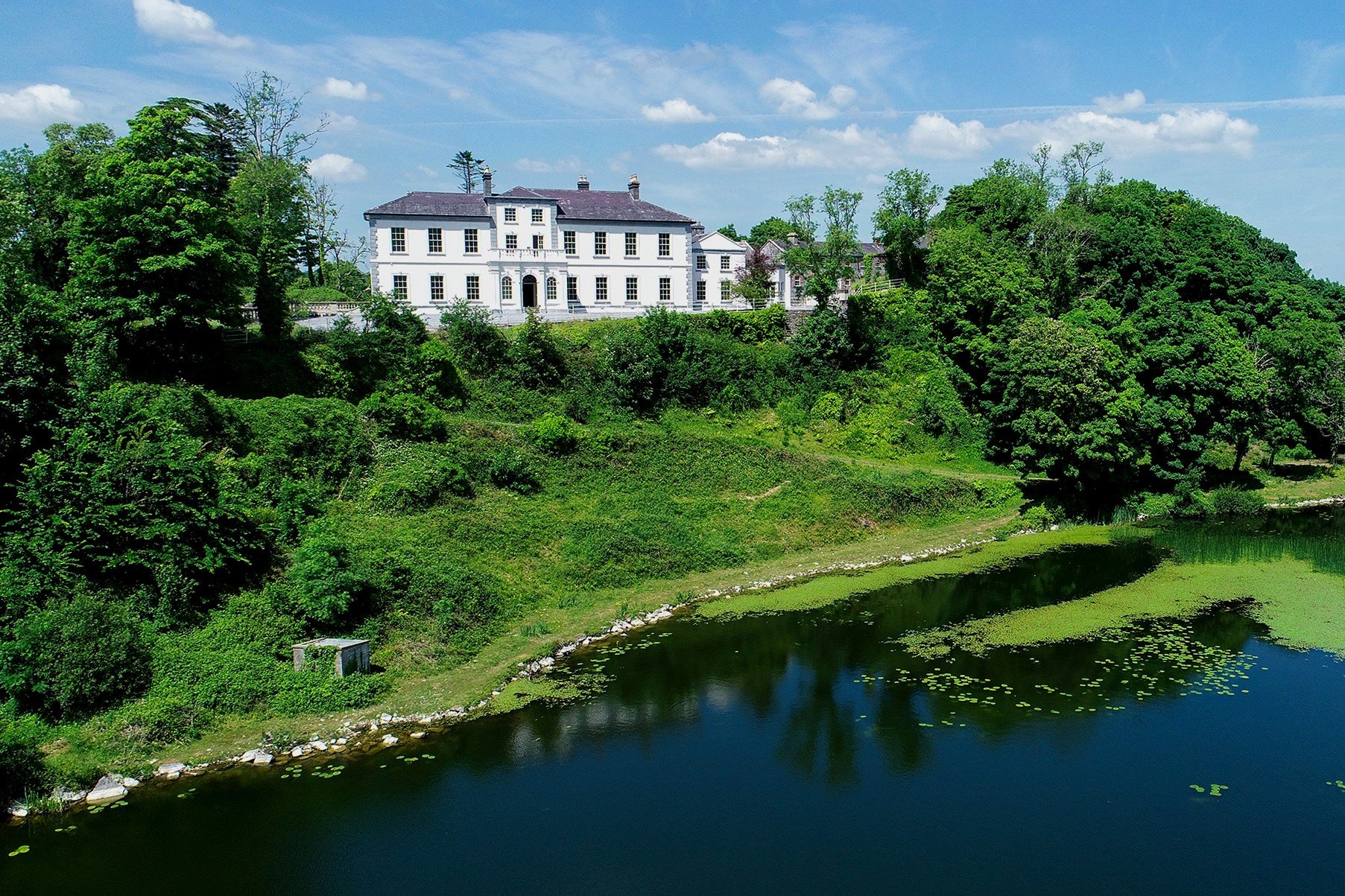 Best places to live in Ireland fro retirees: Eden Vale, Ennis, County Clar: a Georgian mansion pleasantly positioned upon the steep of a little glen, across from a small oblong lake $3,427,088.