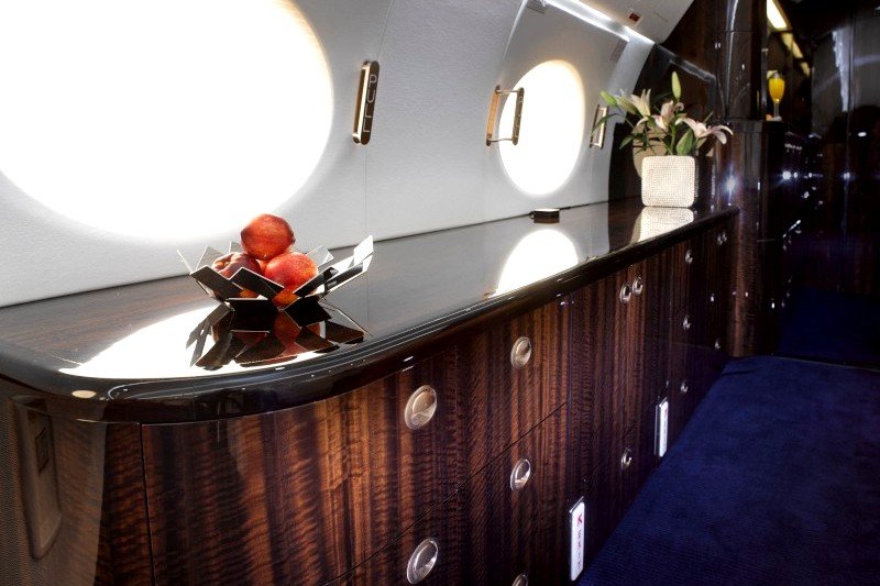 Billionaire's private Airbus jet with bedroom and bathroom