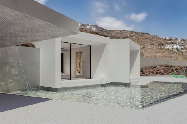 Futuristic mansion in Mykonos. Perfect minimalist interior design.